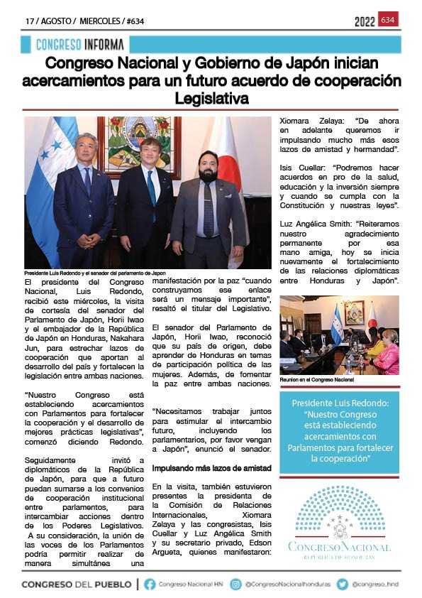 Congreso Nacional y Gobierno de Japón inician acercamientos para un futuro acuerdo de cooperación Legislativa